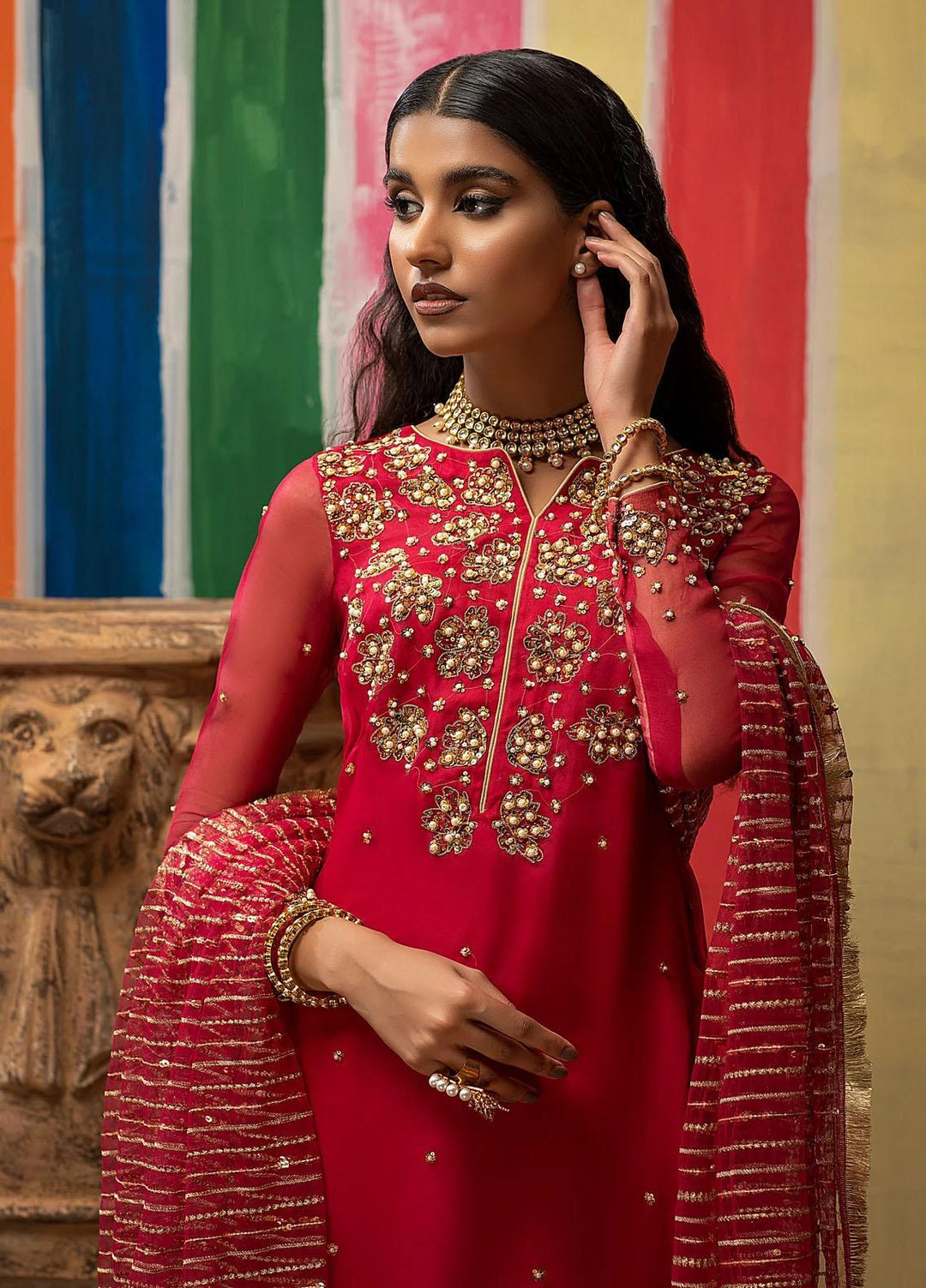 Mahum Asad Luxury Pret Embroidered Organza 3 Piece Dress MIRSAH