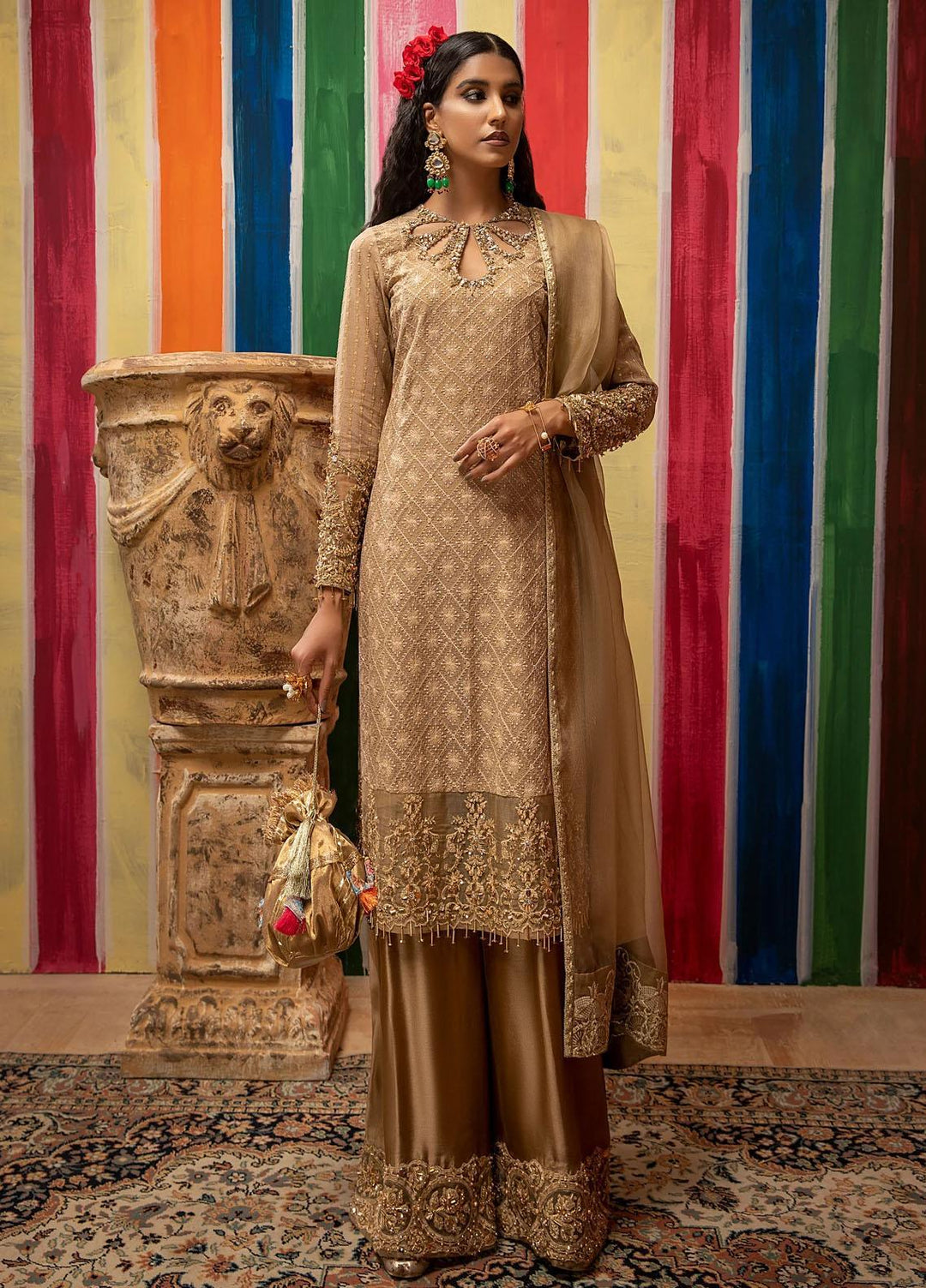 Mahum Asad Luxury Pret Embroidered Organza 3 Piece Dress PIRAM