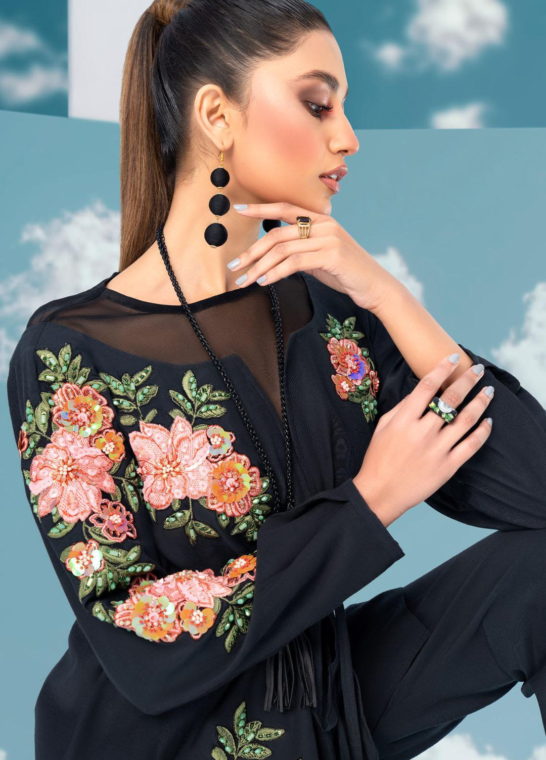 Maira Zunnorain Western Wear Grip Pret 2 Piece Dress Guilty Black MZC 01C