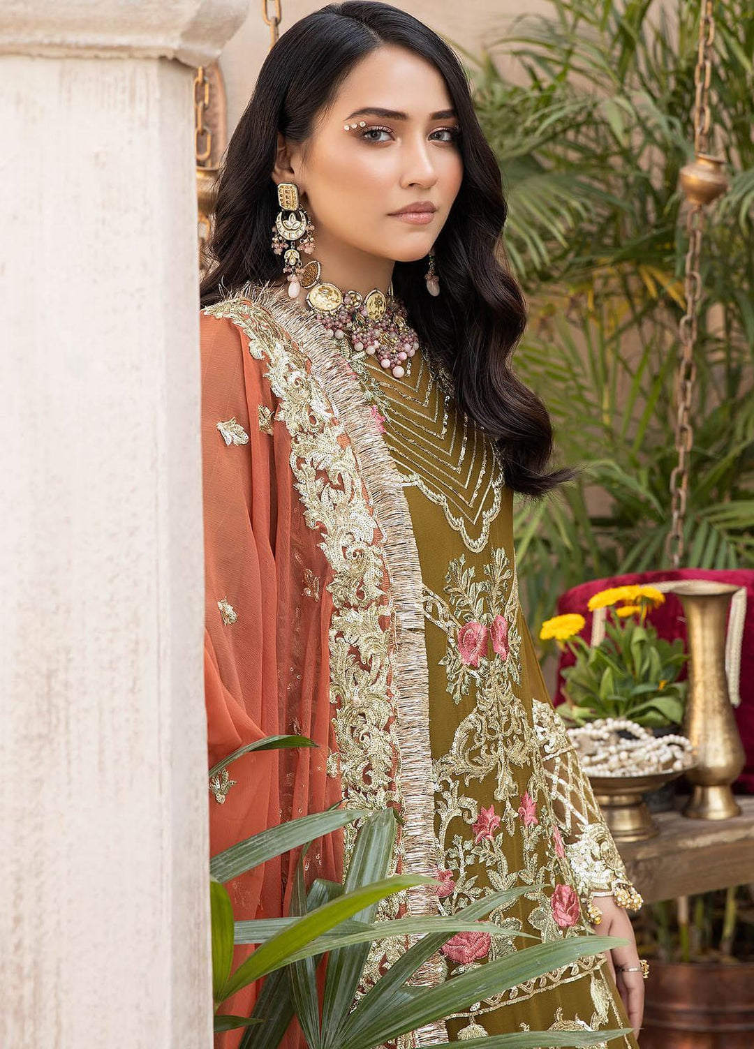 Exquise Majestic By Imrozia Premium Embroidered Chiffon Suits Unstitched 3 Piece IMP23EM M-23 Sayonee - Festive Collection