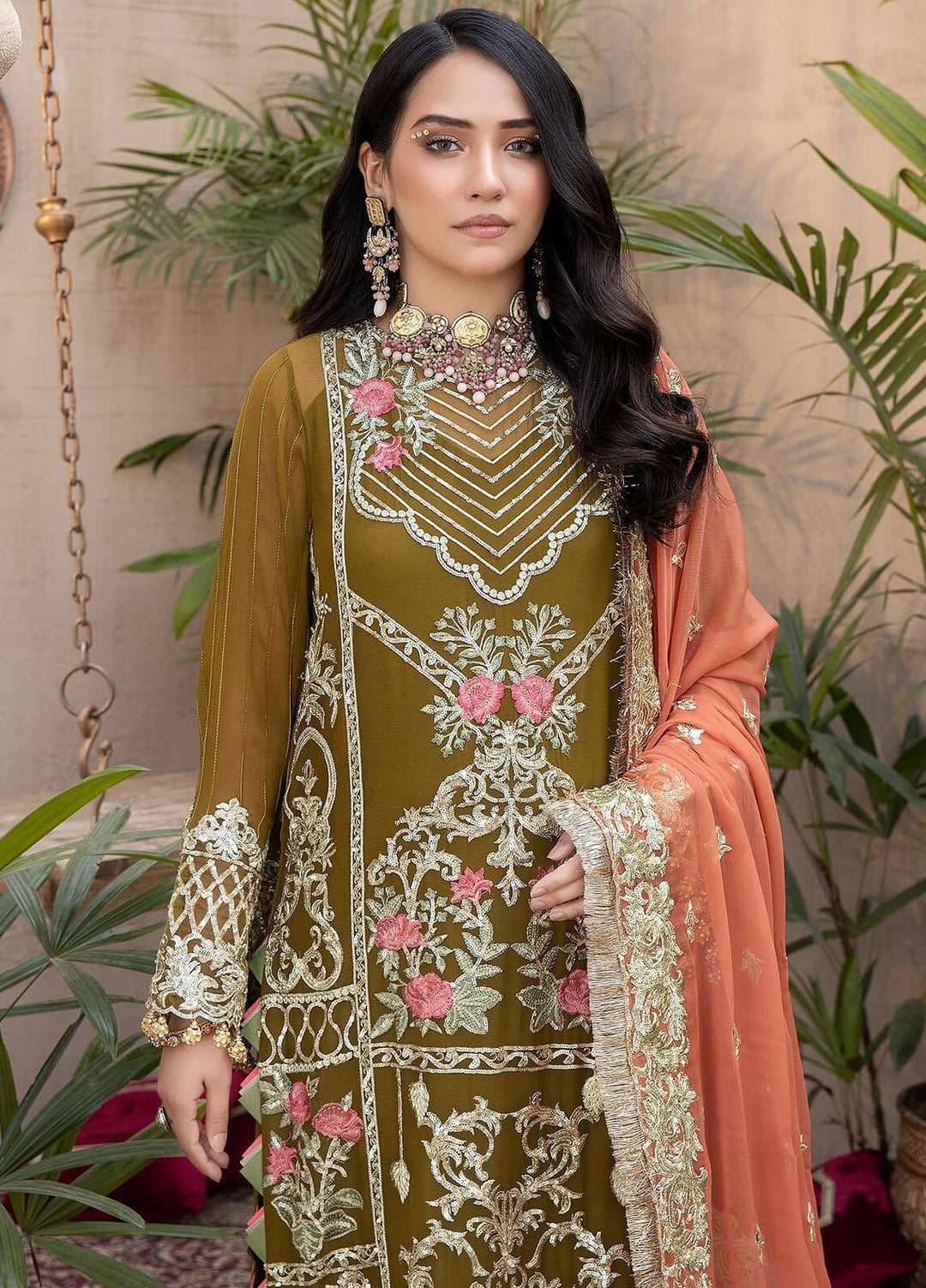 Exquise Majestic By Imrozia Premium Embroidered Chiffon Suits Unstitched 3 Piece IMP23EM M-23 Sayonee - Festive Collection