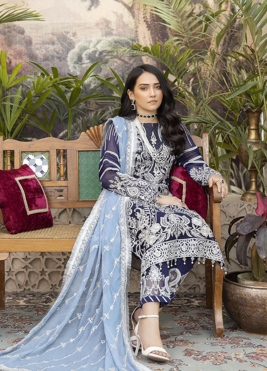 Exquise Majestic By Imrozia Premium Embroidered Chiffon Suits Unstitched 3 Piece IMP23EM M-26 Vasl - Festive Collection