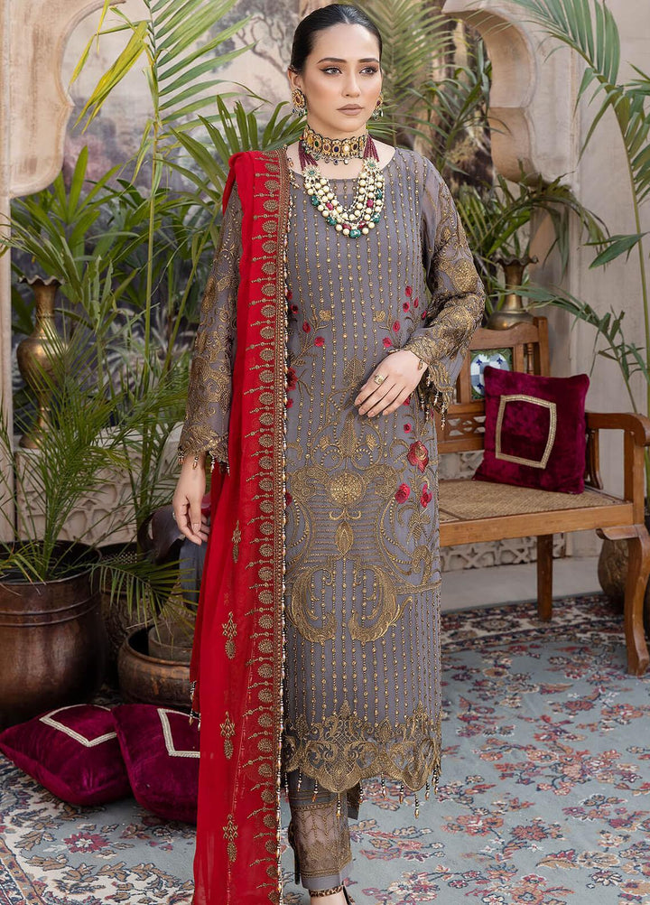 Exquise Majestic By Imrozia Premium Embroidered Chiffon Suits Unstitched 3 Piece IMP23EM M-27 Shanasai - Festive Collection