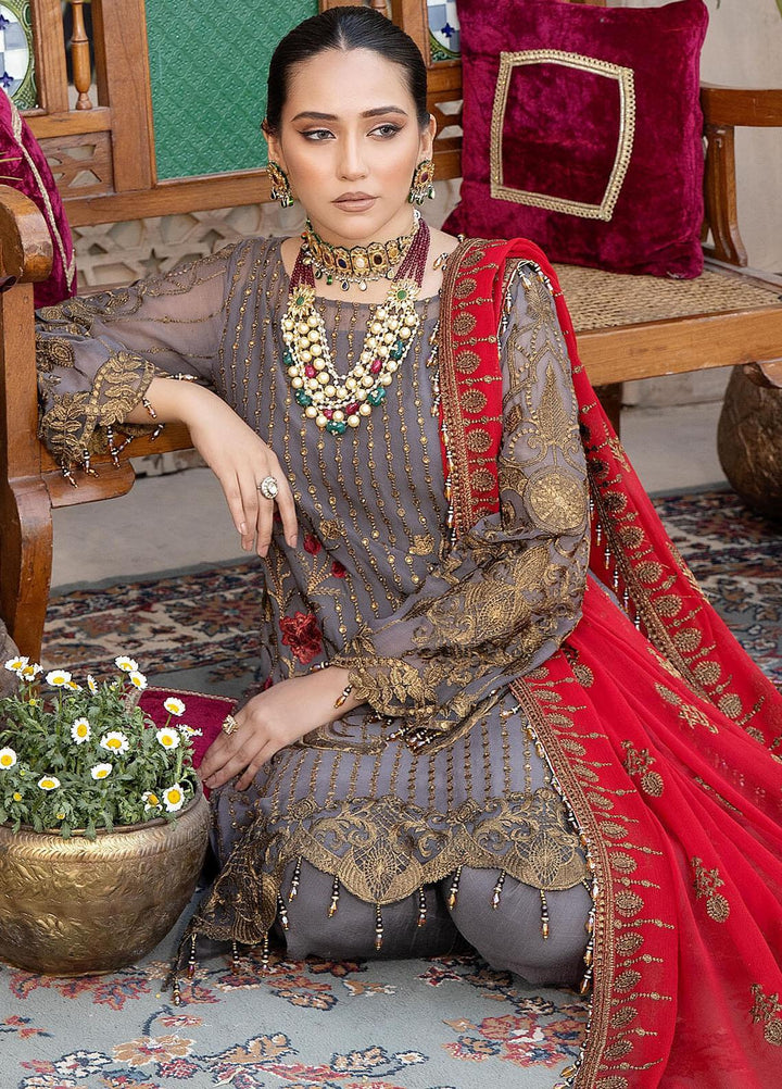 Exquise Majestic By Imrozia Premium Embroidered Chiffon Suits Unstitched 3 Piece IMP23EM M-27 Shanasai - Festive Collection