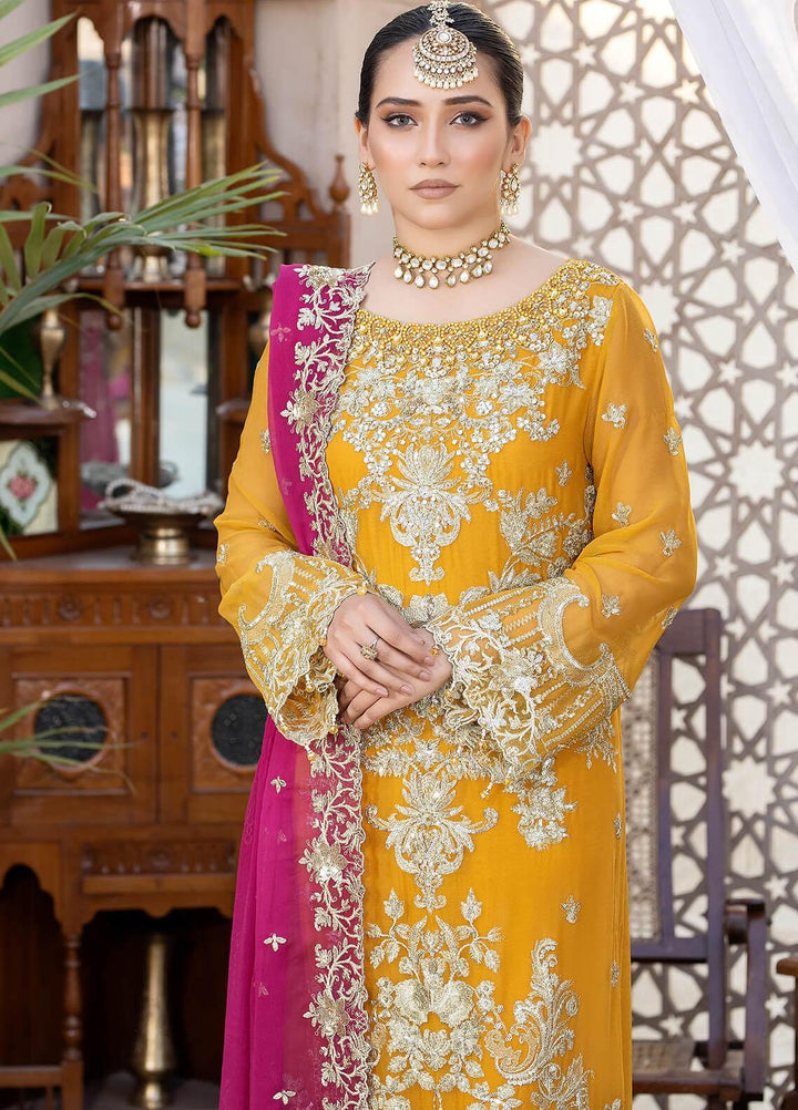 Exquise Majestic By Imrozia Premium Embroidered Chiffon Suits Unstitched 3 Piece IMP23EM M-28 Roshanay - Festive Collection