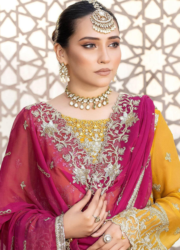 Exquise Majestic By Imrozia Premium Embroidered Chiffon Suits Unstitched 3 Piece IMP23EM M-28 Roshanay - Festive Collection