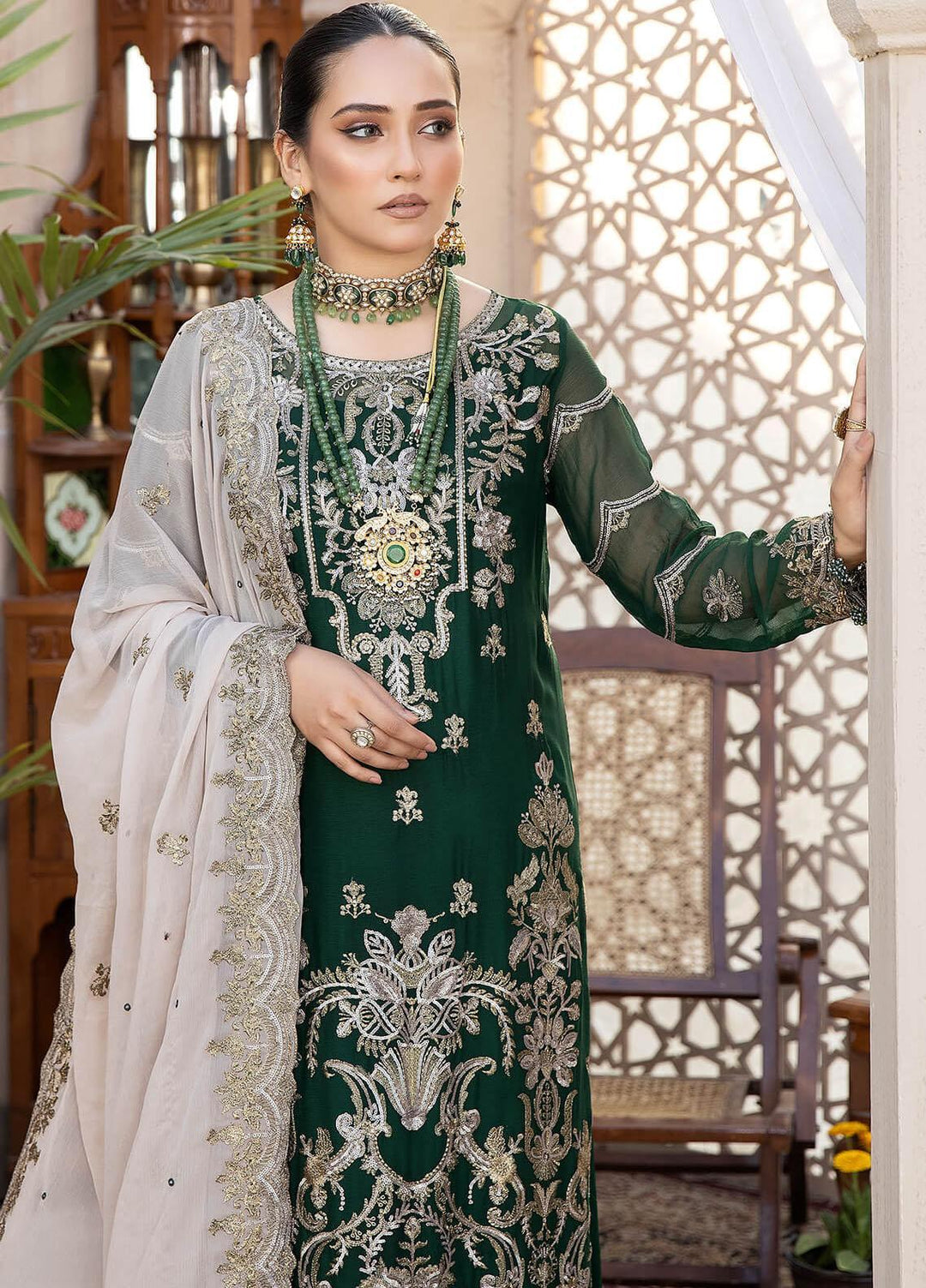 Exquise Majestic By Imrozia Premium Embroidered Chiffon Suits Unstitched 3 Piece IMP23EM M-29 Kiara - Festive Collection