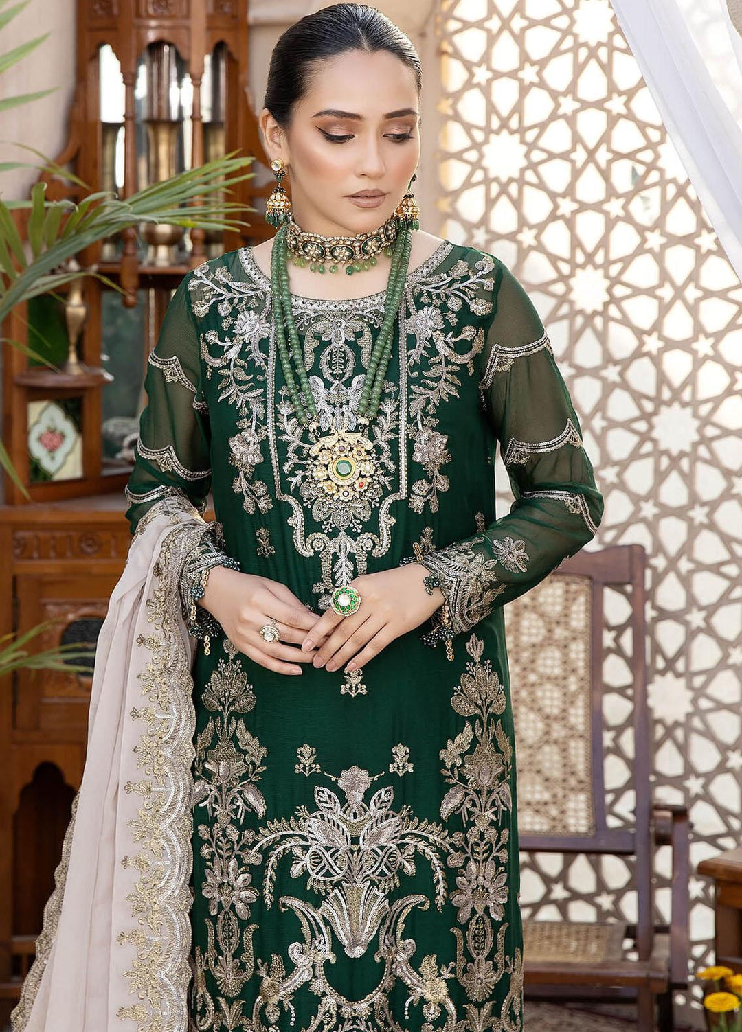 Exquise Majestic By Imrozia Premium Embroidered Chiffon Suits Unstitched 3 Piece IMP23EM M-29 Kiara - Festive Collection