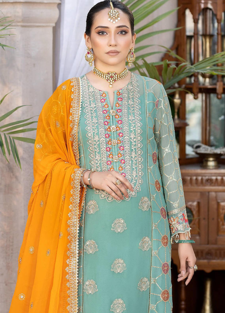 Exquise Majestic By Imrozia Premium Embroidered Chiffon Suits Unstitched 3 Piece IMP23EM M-30 Azuri - Festive Collection