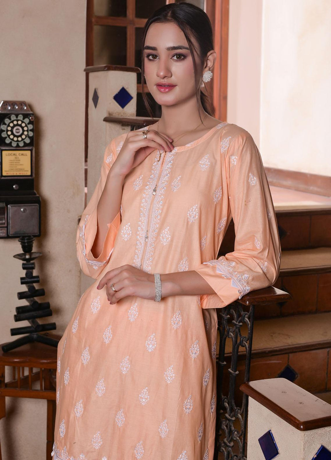 MAK Fashion Casual Pret Embroidered Cotton 2 Piece Suit KUW-10075