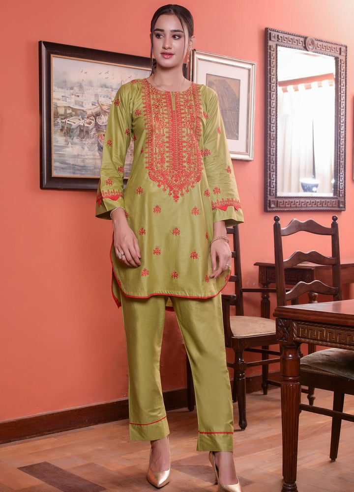 MAK Fashion Casual Pret Embroidered Cotton 2 Piece Suit KUW-10078