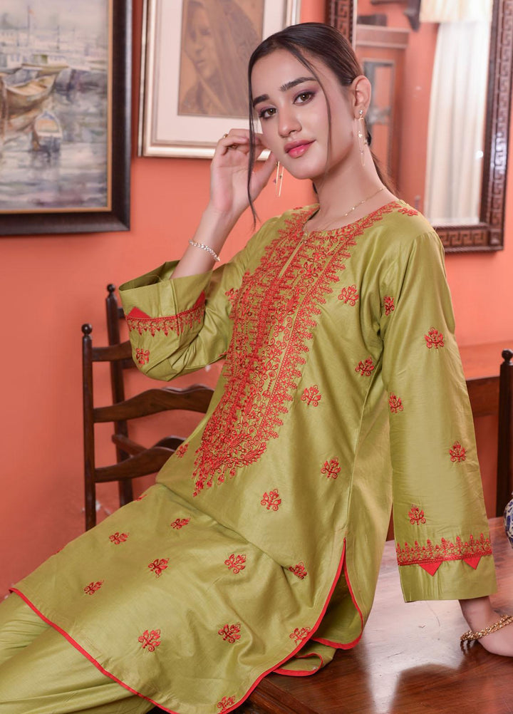 MAK Fashion Casual Pret Embroidered Cotton 2 Piece Suit KUW-10078