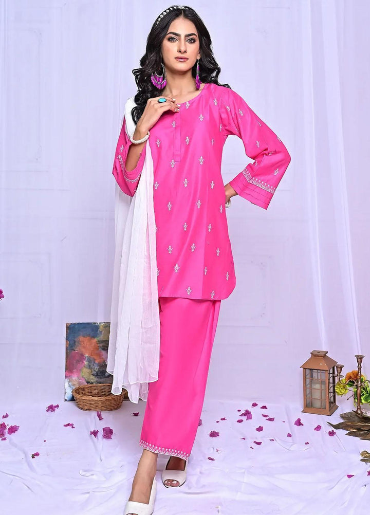 MAK Fashion Pret Embroidered Lawn 3 Piece Suit Mystic Pink