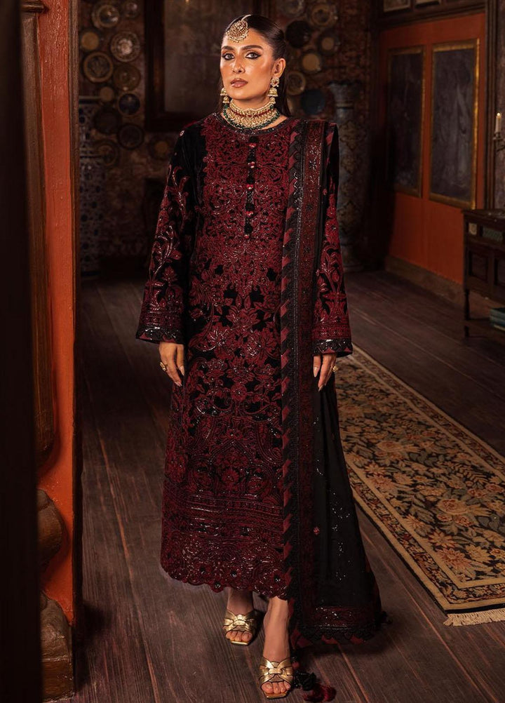 Makhmal By Asim Jofa Embroidered Velvet Suits Unstitched 3 Piece AJ23MK AJMM-12 - Wedding Collection
