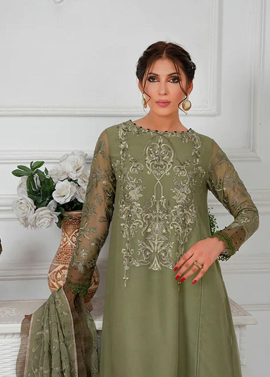 Maleena Fashion Pret Embroidered Chiffon 3 Piece Suit MLN23RW Elena