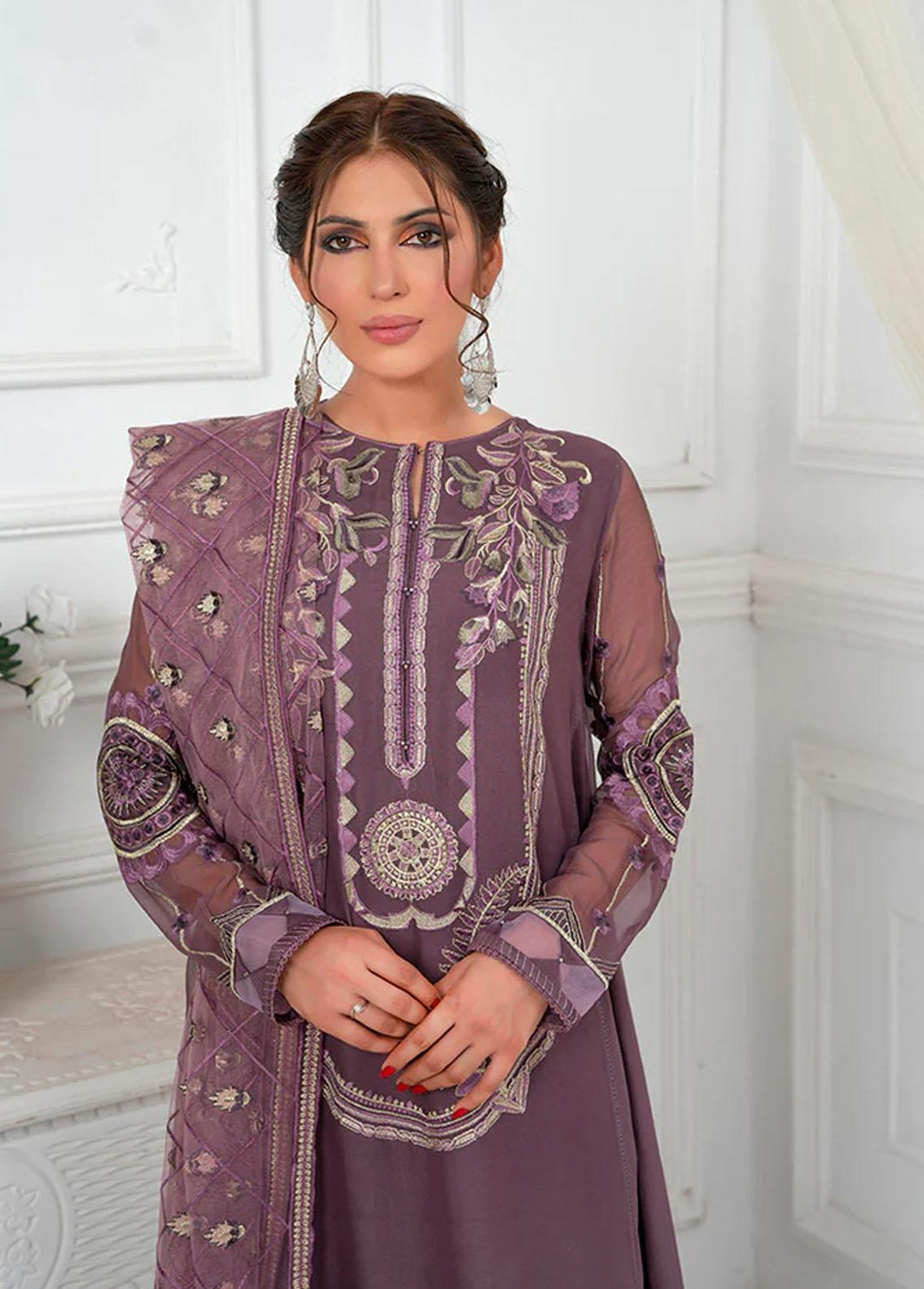 Maleena Fashion Pret Embroidered Chiffon 3 Piece Suit MLN23RW Lucas