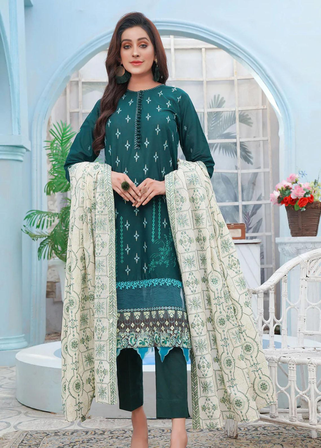 Maleena Embroidered Lawn Suits Unstitched 3 Piece MLN22UL Isabel - Summer Collection