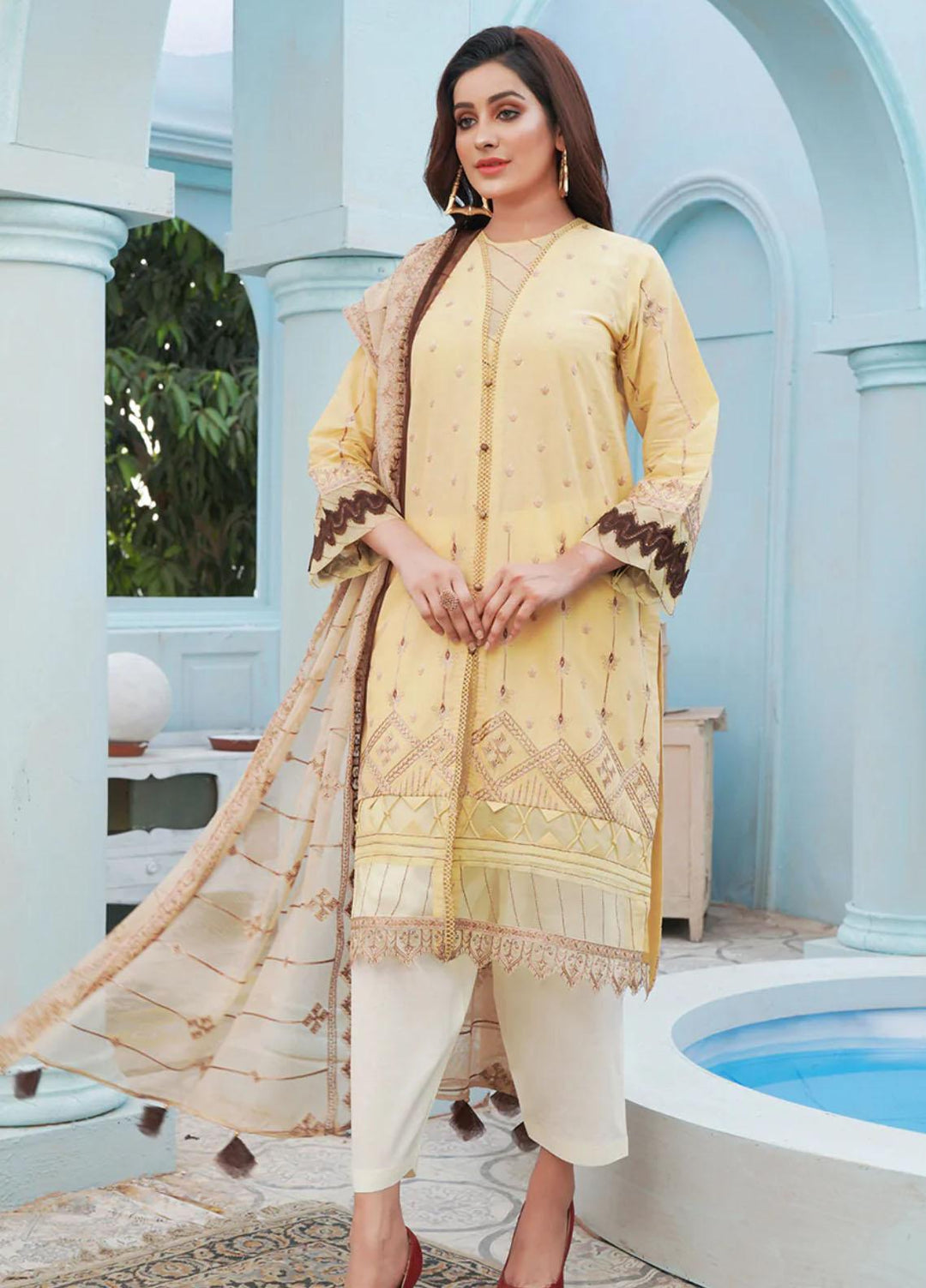 Maleena Embroidered Lawn Suits Unstitched 3 Piece MLN22UL Maya - Summer Collection