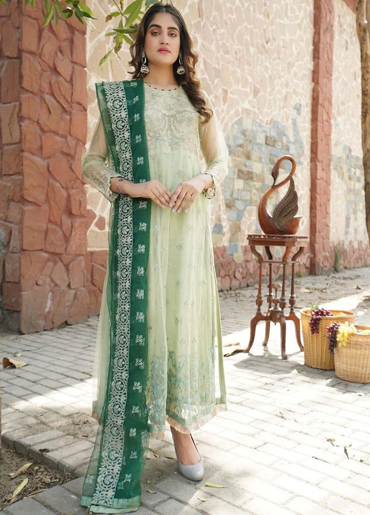 Maleena Embroidered Net Suits Unstitched 3 Piece MLN22UC Aname - Luxury Collection