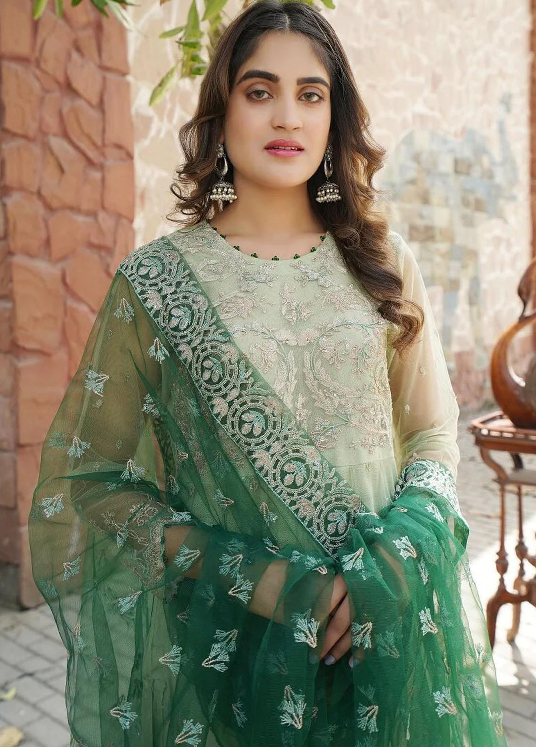 Maleena Embroidered Net Suits Unstitched 3 Piece MLN22UC Aname - Luxury Collection