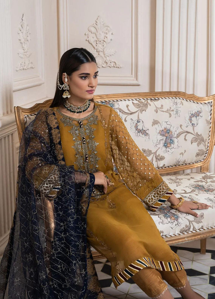 Maleena Embroidered Chiffon Suits Unstitched 3 Piece MLN22DH Pansy - Luxury Collection
