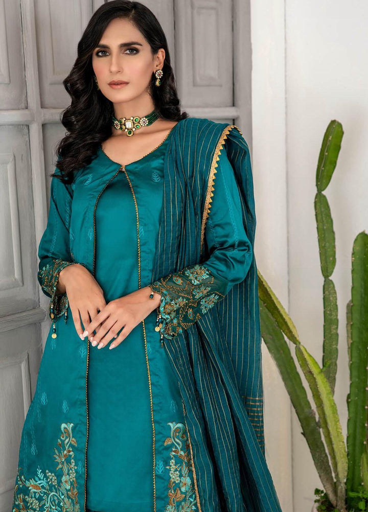 Malka by Fashion Porters Embroidered Khaadi Silk Suits Unstitched 3 Piece FP21MK WUS21-MK1 - Winter Collection