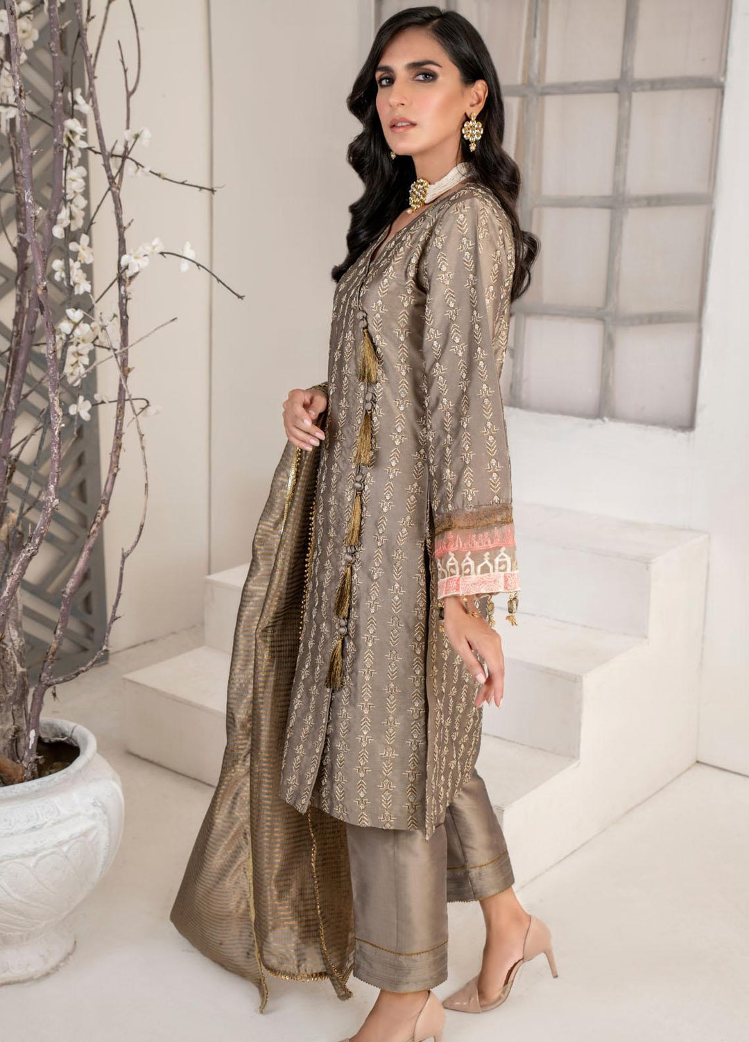 Malka by Fashion Porters Embroidered Khaadi Silk Suits Unstitched 3 Piece FP21MK WUS21-MK3 - Winter Collection