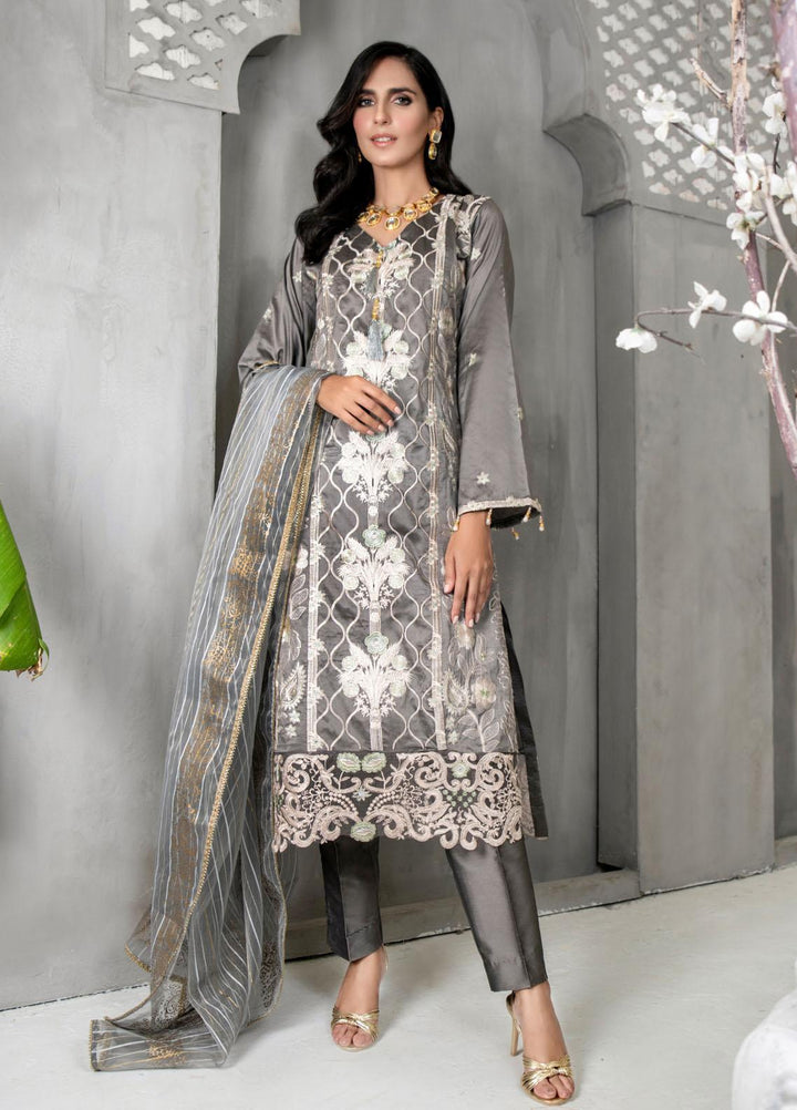 Malka by Fashion Porters Embroidered Khaadi Silk Suits Unstitched 3 Piece FP21MK WUS21-MK4 - Winter Collection
