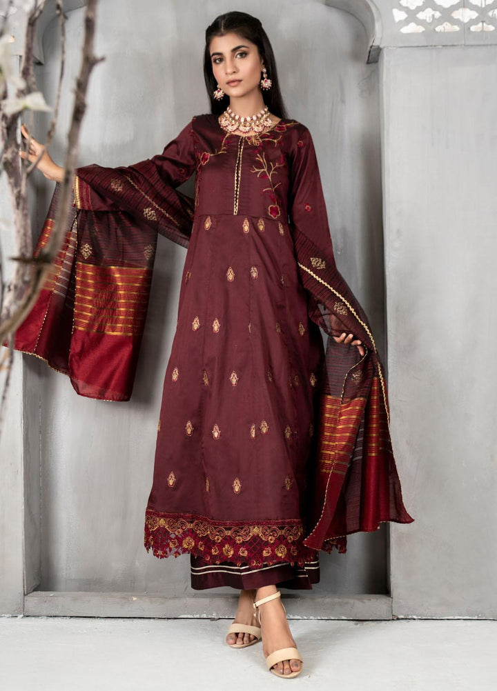 Malka by Fashion Porters Embroidered Khaadi Silk Suits Unstitched 3 Piece FP21MK WUS21-MK5 - Winter Collection
