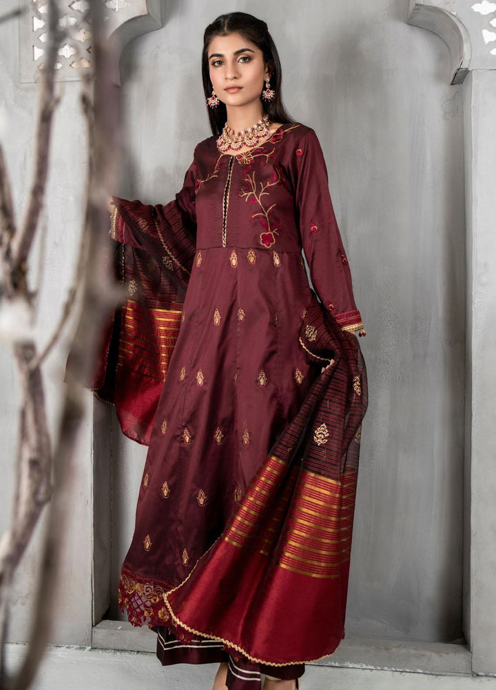 Malka by Fashion Porters Embroidered Khaadi Silk Suits Unstitched 3 Piece FP21MK WUS21-MK5 - Winter Collection
