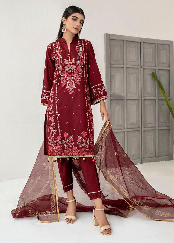 Malka by Fashion Porters Embroidered Cotton Silk Suits Unstitched 3 Piece FP21MK WUS21-MK7 - Winter Collection