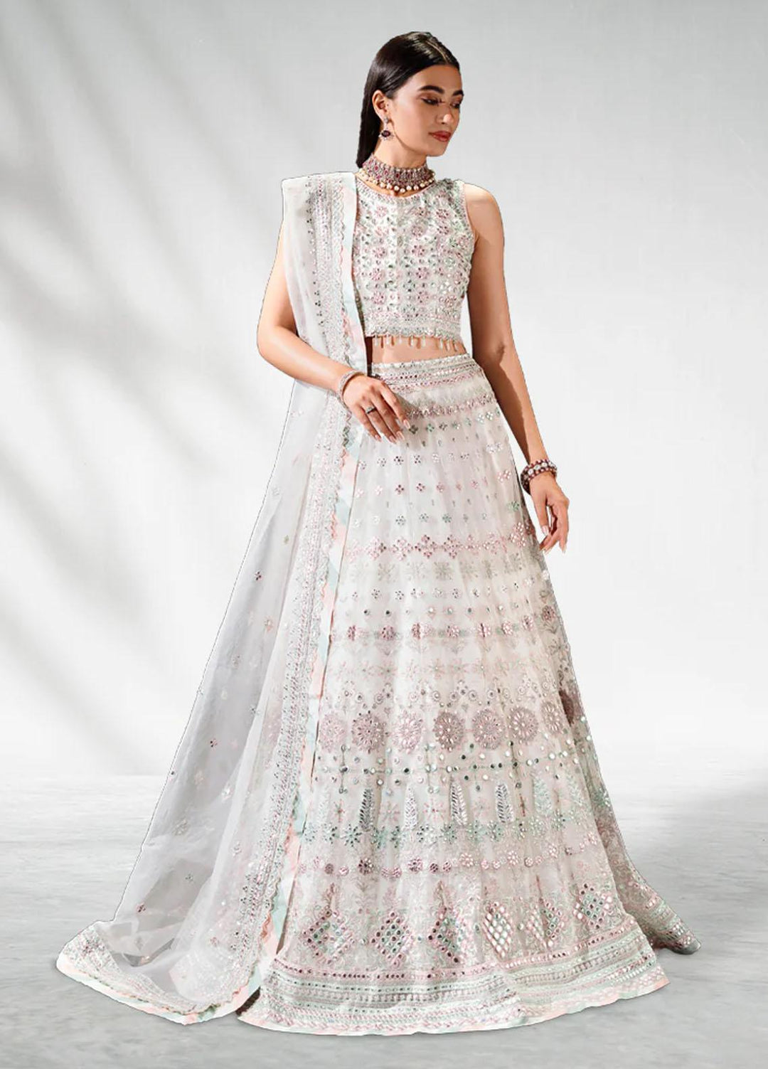 Malook By Shazia Ovais Pret Embroidered Net 3 Piece Suit MLK23B Sheesh Mahal