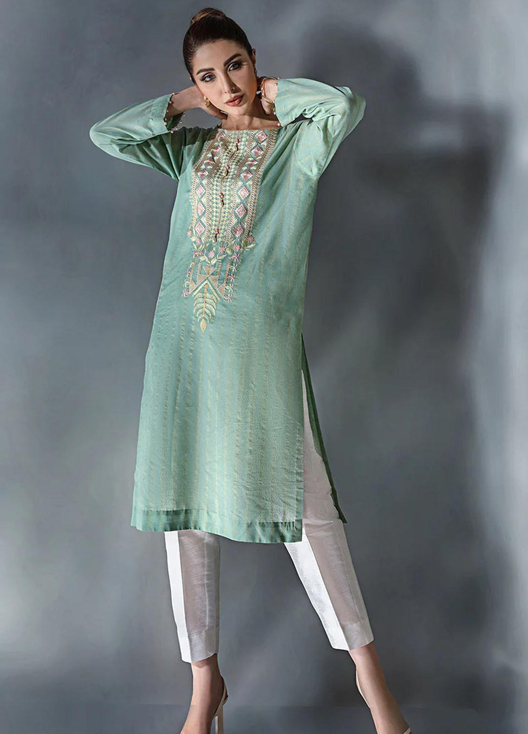 Malook By Shazia Ovais Pret Embroidered Lawn Kurti MLK23P Emel