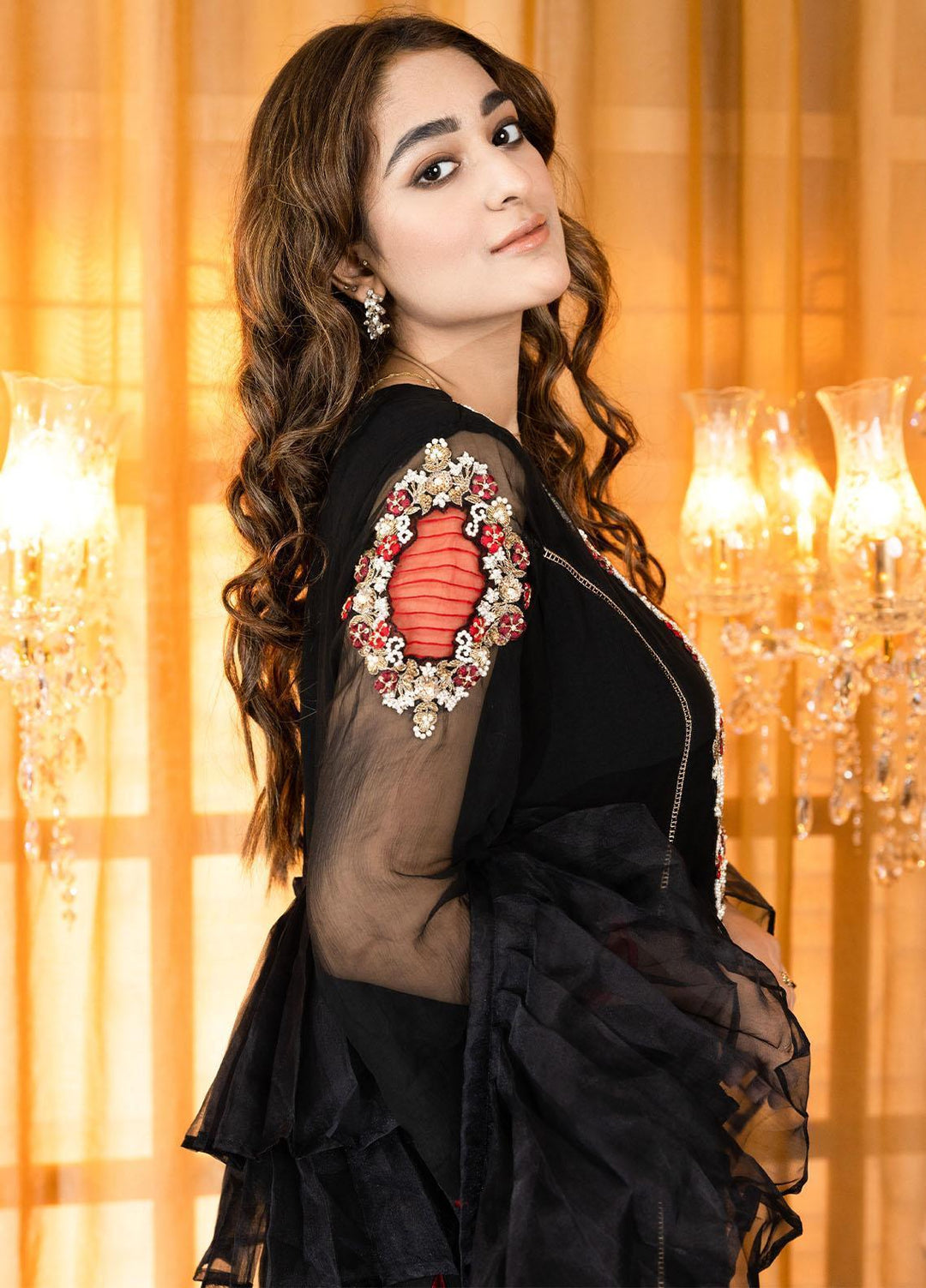 Manaal Arfeen Luxury Pret  Chiffon 3 Piece Suit MNL23LP Black Magic