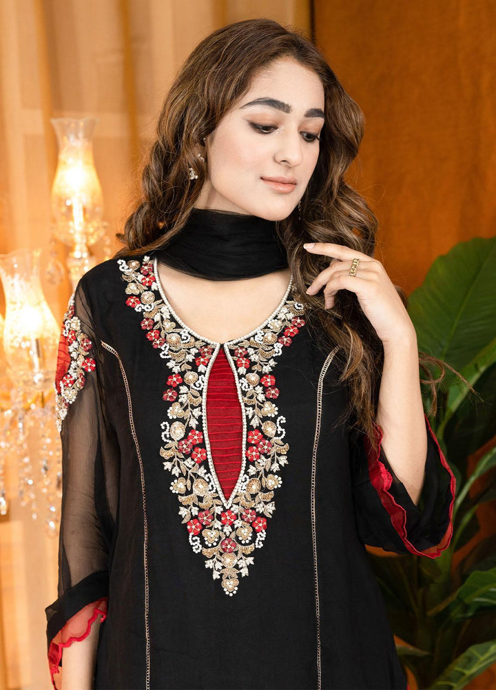 Manaal Arfeen Luxury Pret  Chiffon 3 Piece Suit MNL23LP Black Magic