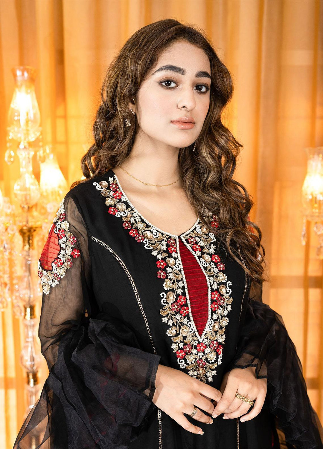 Manaal Arfeen Luxury Pret  Chiffon 3 Piece Suit MNL23LP Black Magic