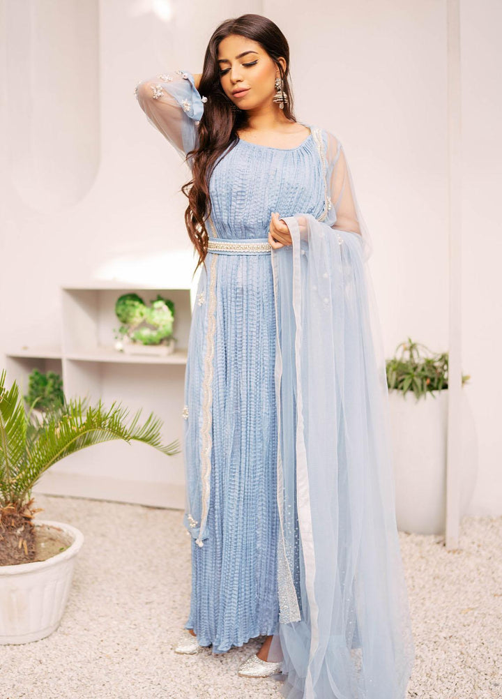 Manaal Arfeen Luxury Pret  Silk 3 Piece Suit MNL23LP Blue wave