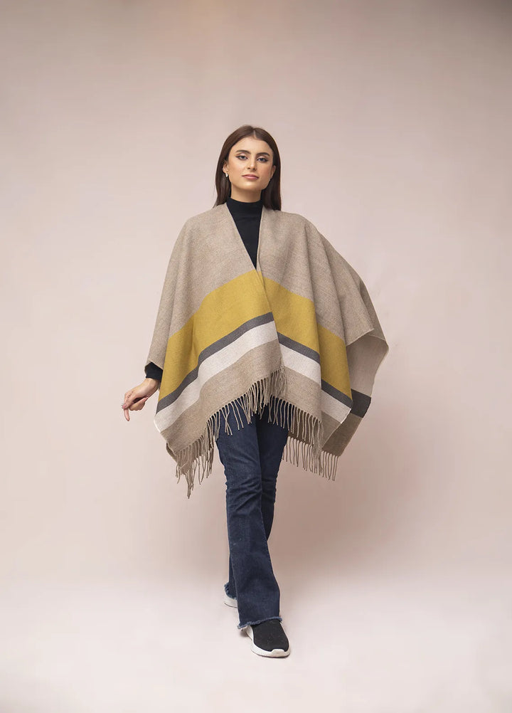 Manahils Polyester Luxury Cape Shawl 033