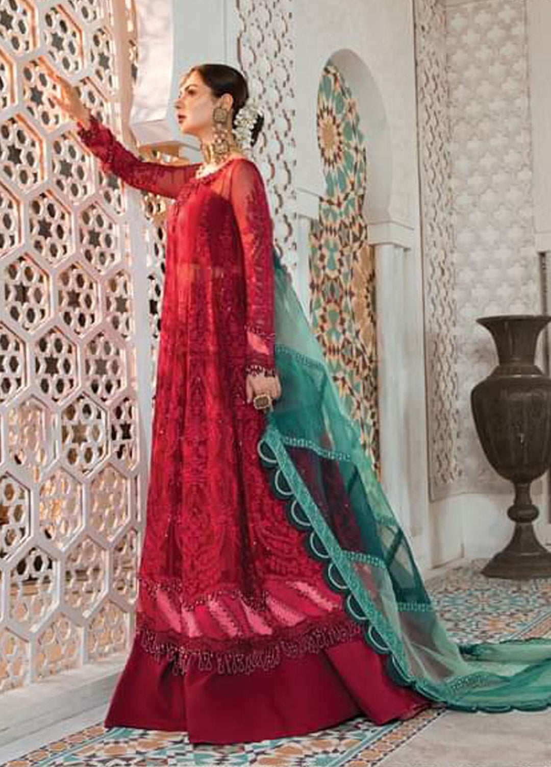 Maria B Embroidered Chiffon Suits Unstitched 3 Piece MB22C D2 - Luxury Collection