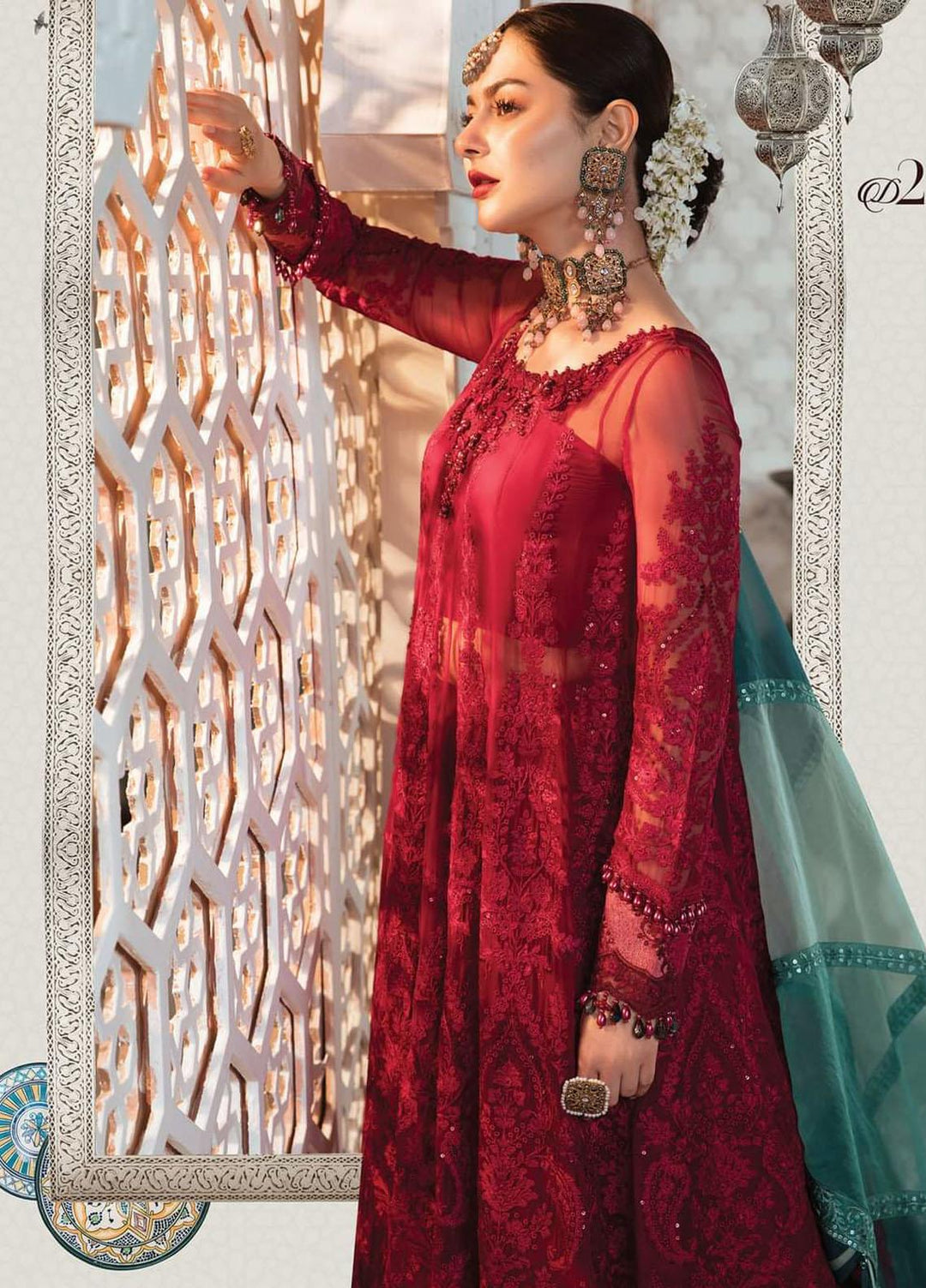 Maria B Embroidered Chiffon Suits Unstitched 3 Piece MB22C D2 - Luxury Collection