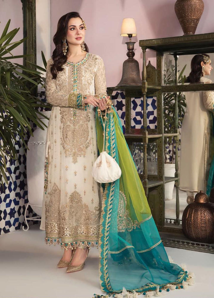 Maria B Embroidered Chiffon Suits Unstitched 3 Piece MB22C D7 - Luxury Collection