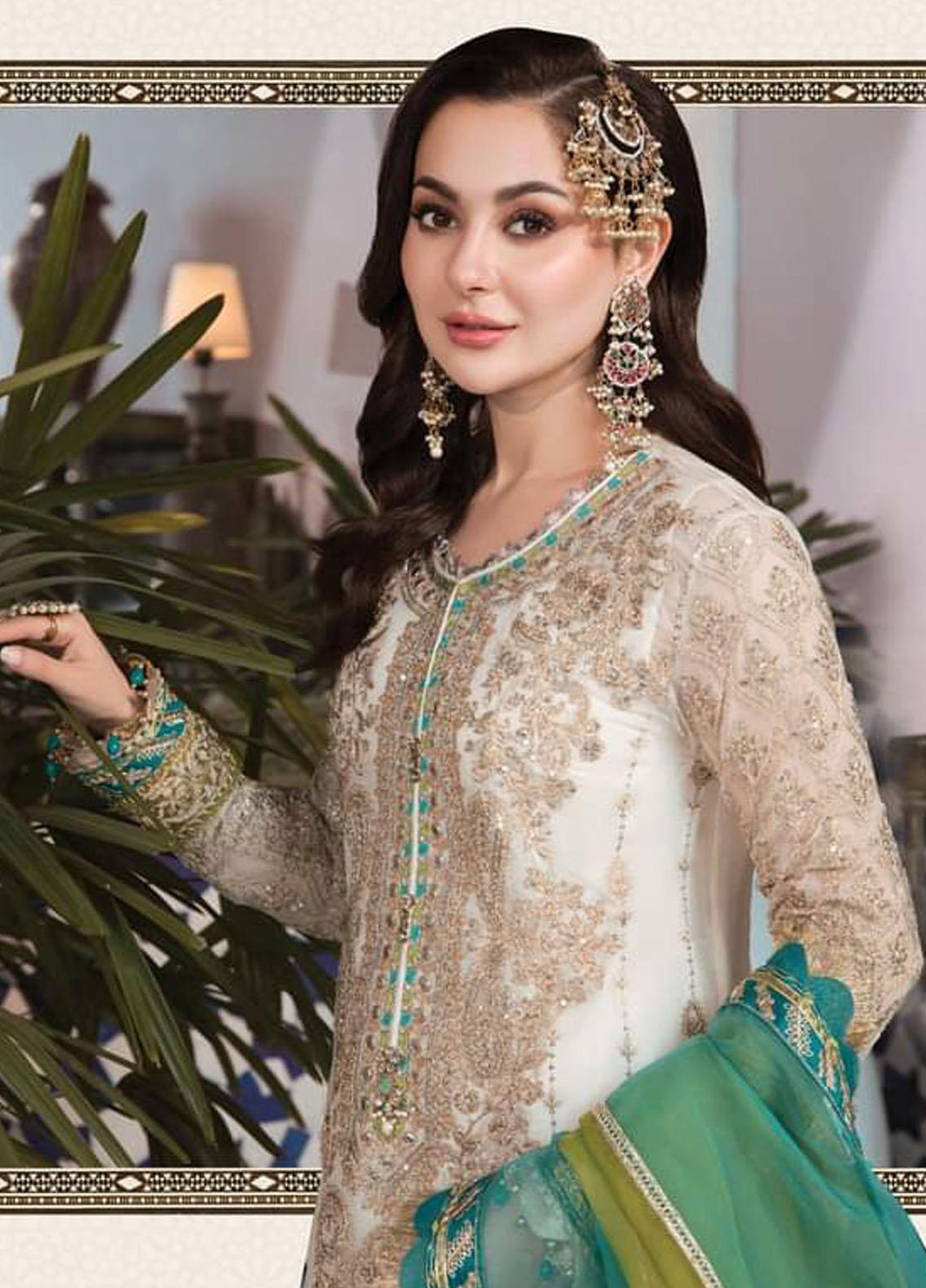 Maria B Embroidered Chiffon Suits Unstitched 3 Piece MB22C D7 - Luxury Collection
