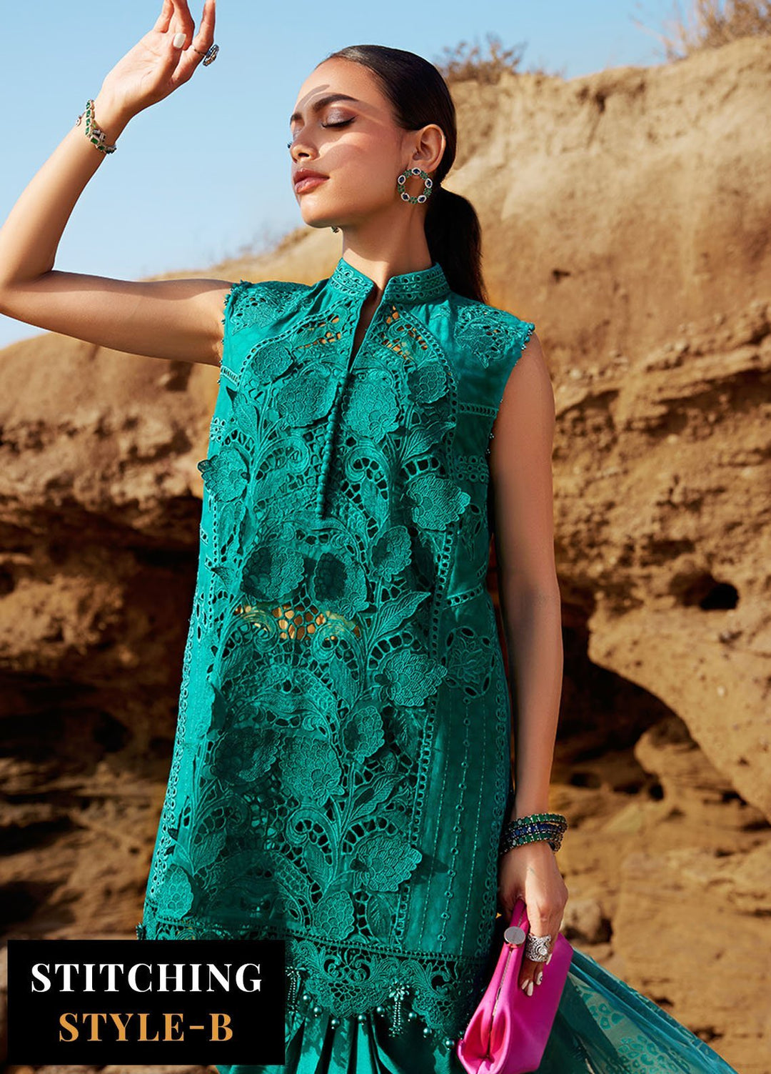 Maria B Embroidered Lawn Suits Unstitched 3 Piece MB25LL D-05 - Summer Collection