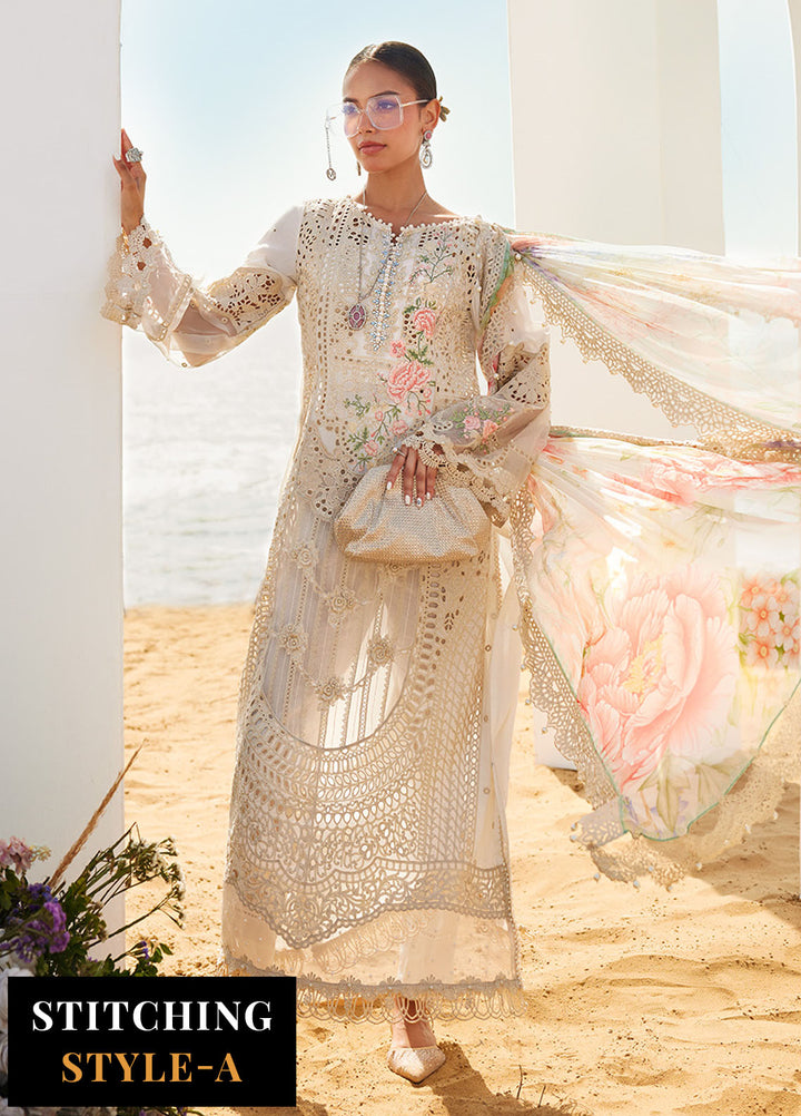 Maria B Embroidered Lawn Suits Unstitched 3 Piece MB25LL D-07 - Summer Collection