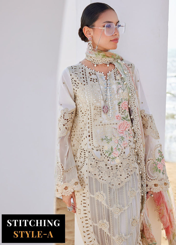 Maria B Embroidered Lawn Suits Unstitched 3 Piece MB25LL D-07 - Summer Collection