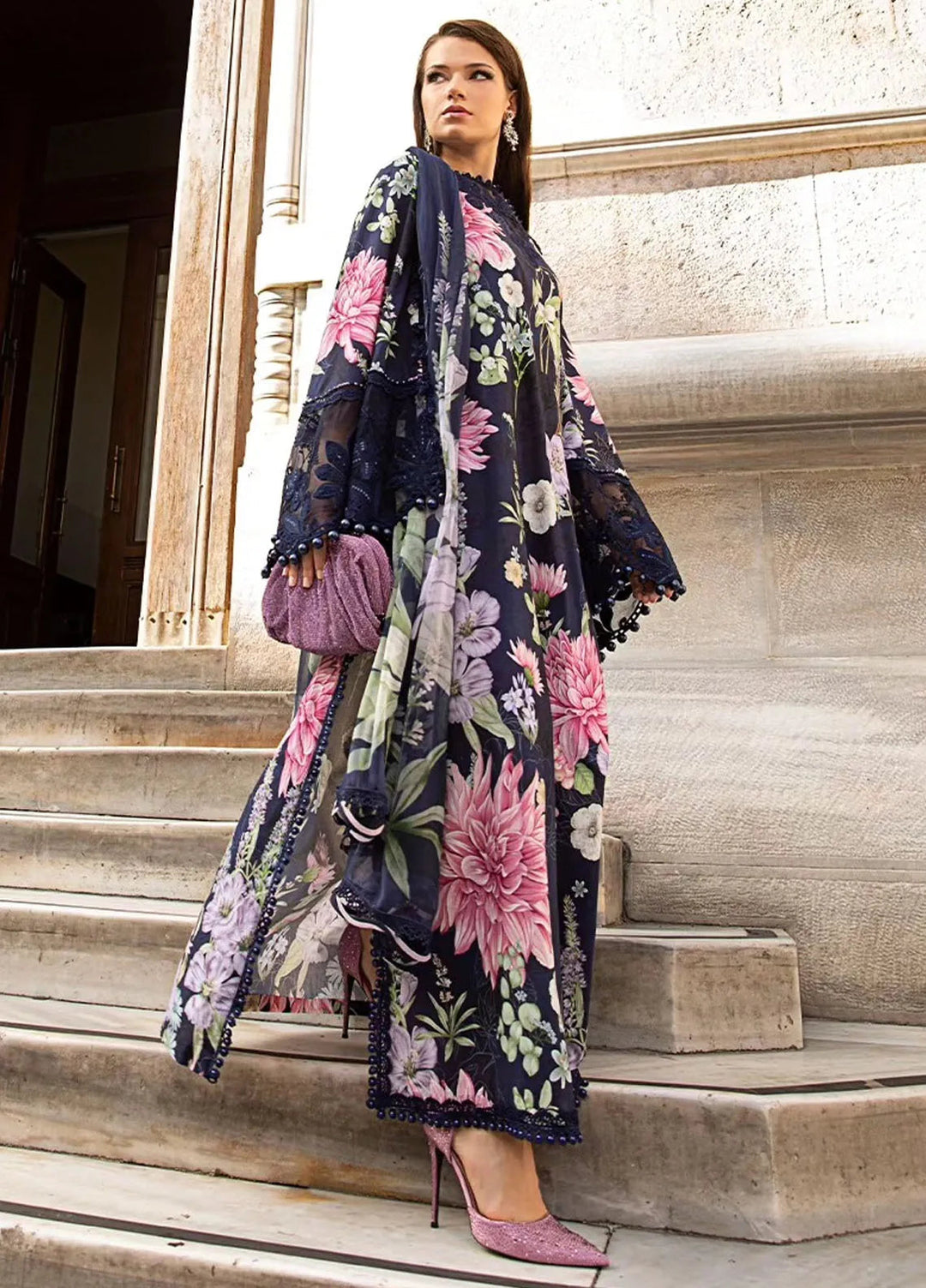 Maria B Embroidered Suit Unstitched 3 Piece MB2424PF 6B - Fall Collection