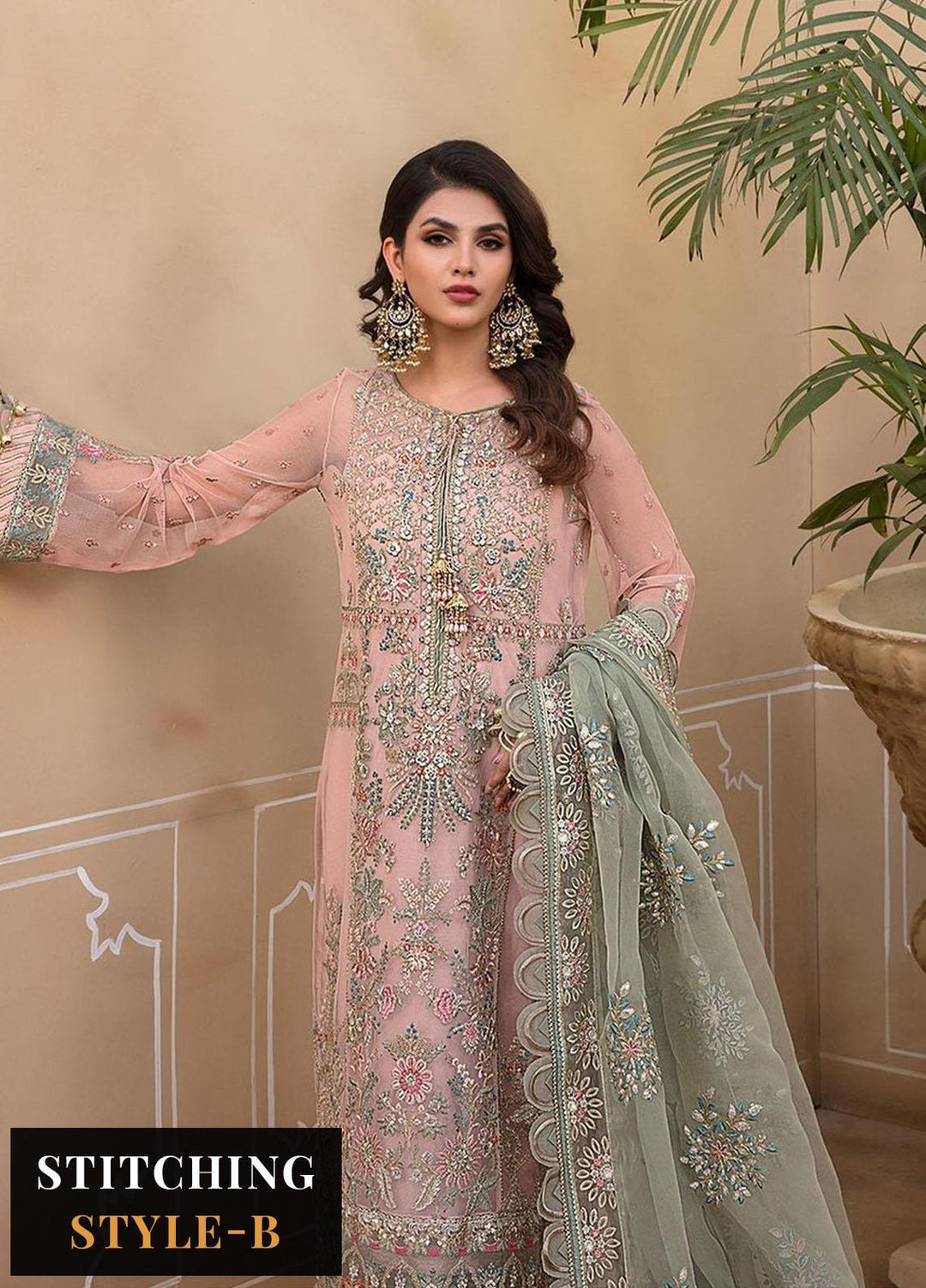 Maria B Embroidered Net Suits Unstitched 4 Piece MB23MH D7 - Luxury Collection