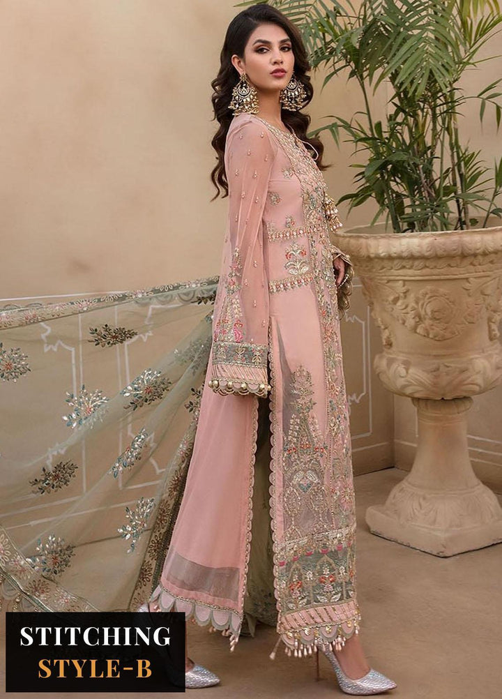 Maria B Embroidered Net Suits Unstitched 4 Piece MB23MH D7 - Luxury Collection