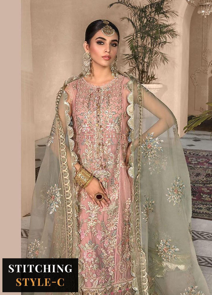 Maria B Embroidered Net Suits Unstitched 4 Piece MB23MH D7 - Luxury Collection