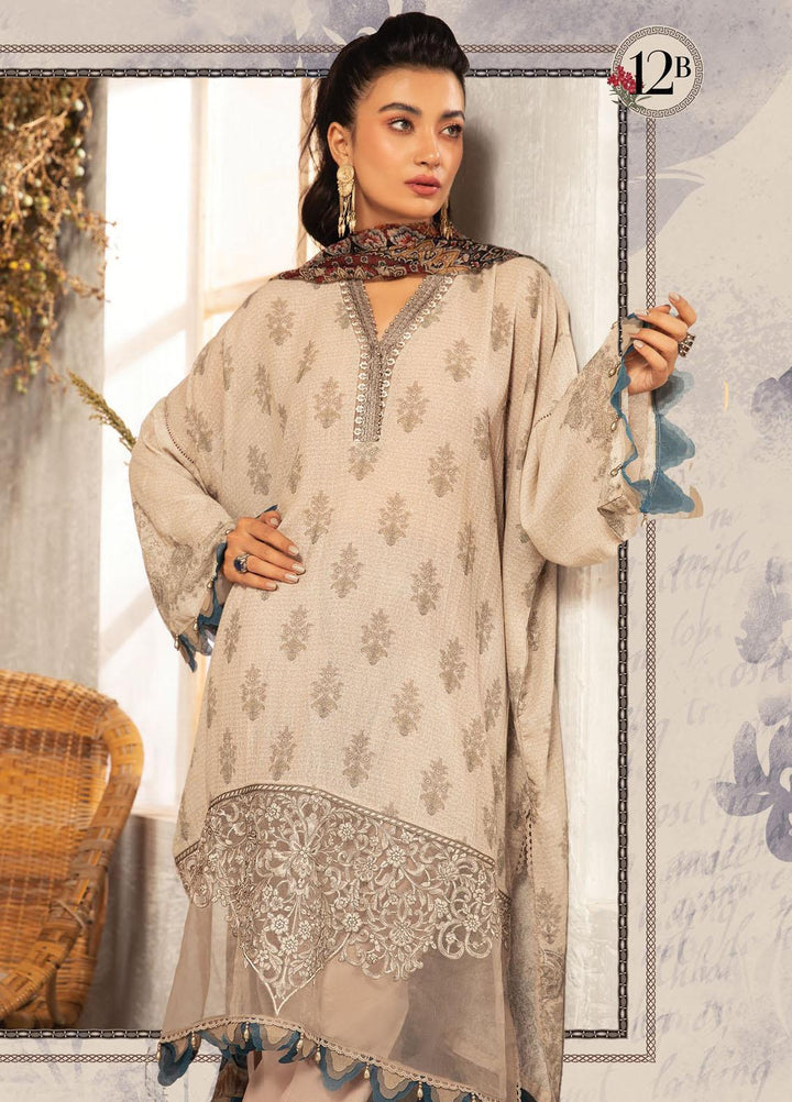 Maria B Embroidered Karandi Suits Unstitched 3 Piece MB21PW 12-B - Winter Collection